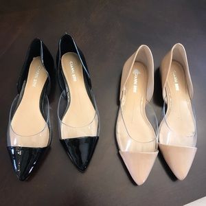 Gianni Bini patent leather and clear vinyl flats.